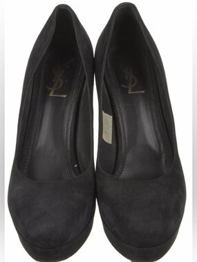 Saint Laurent Black Suede Platform Pumps Size 40